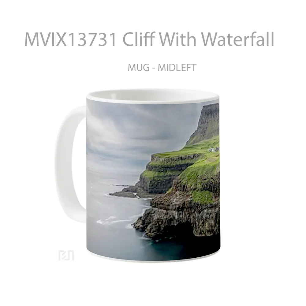 Mug Cliff With Waterfall Gelas Pemandangan Alam - All-side / Desain
