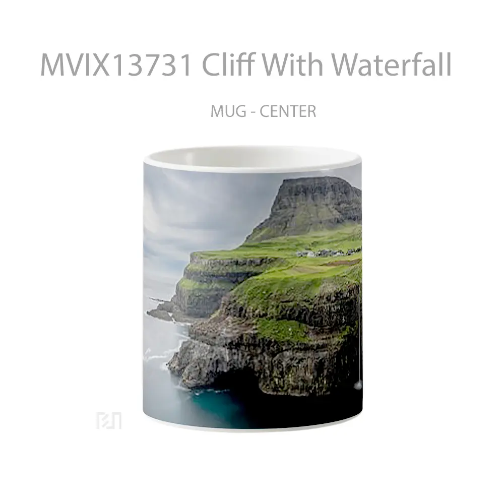 Mug Cliff With Waterfall Gelas Pemandangan Alam