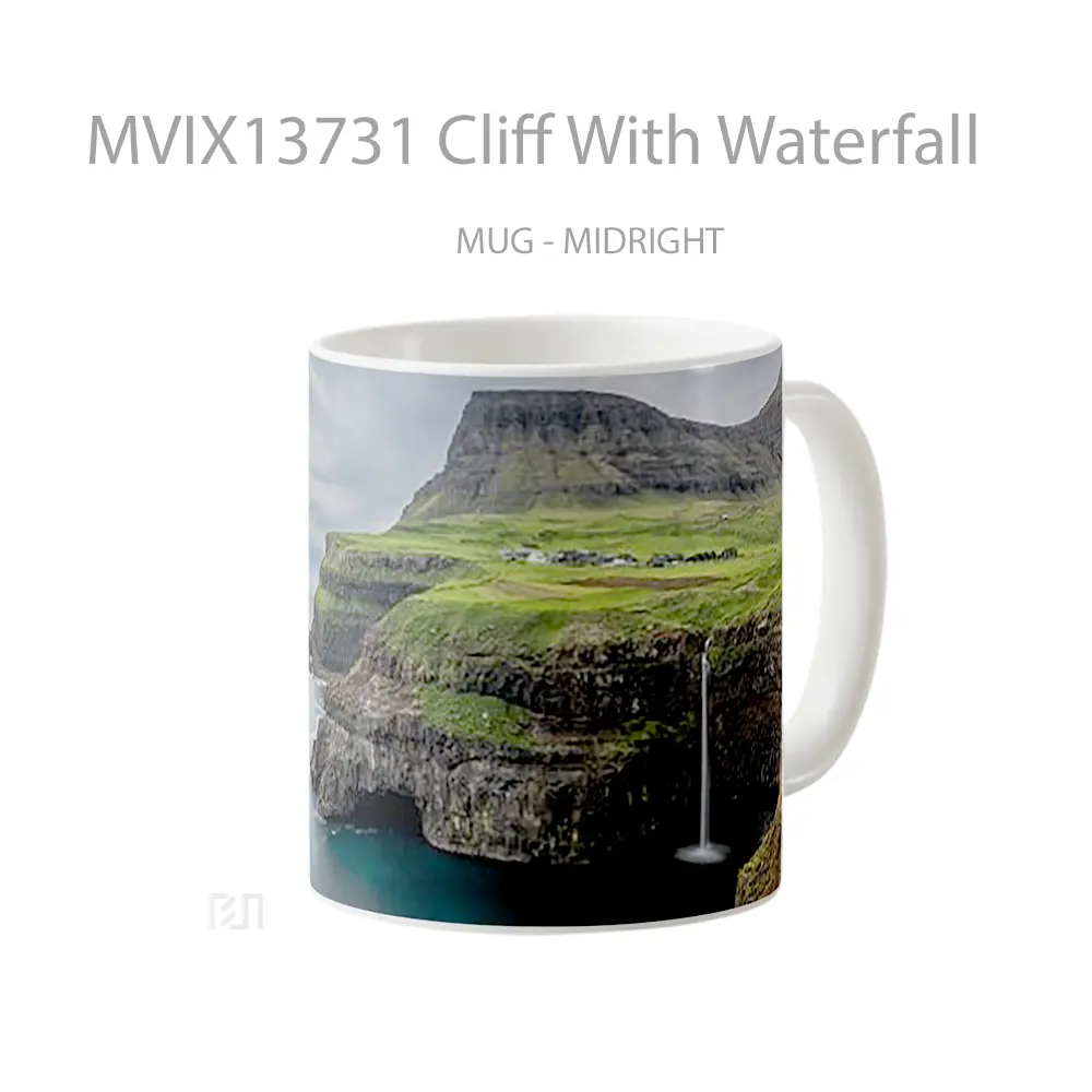 Mug Cliff With Waterfall Gelas Pemandangan Alam - All-side / Desain