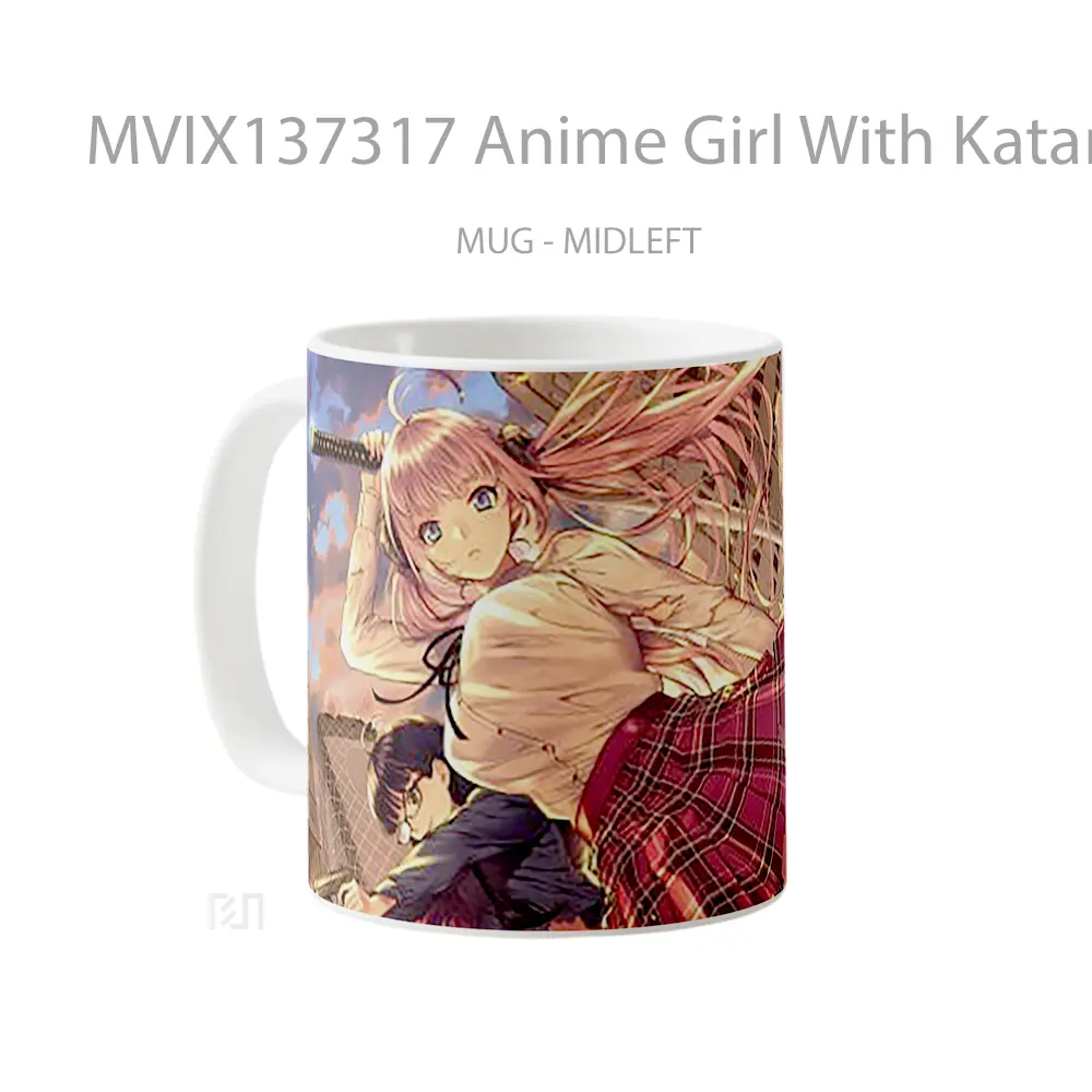 Mug Anime Girl With Katana V3 Cangkir Anime - All-side / Desain
