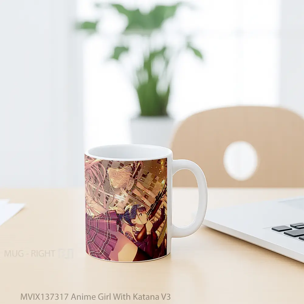 Mug Anime Girl With Katana V3 Cangkir Anime - All-side / Desain