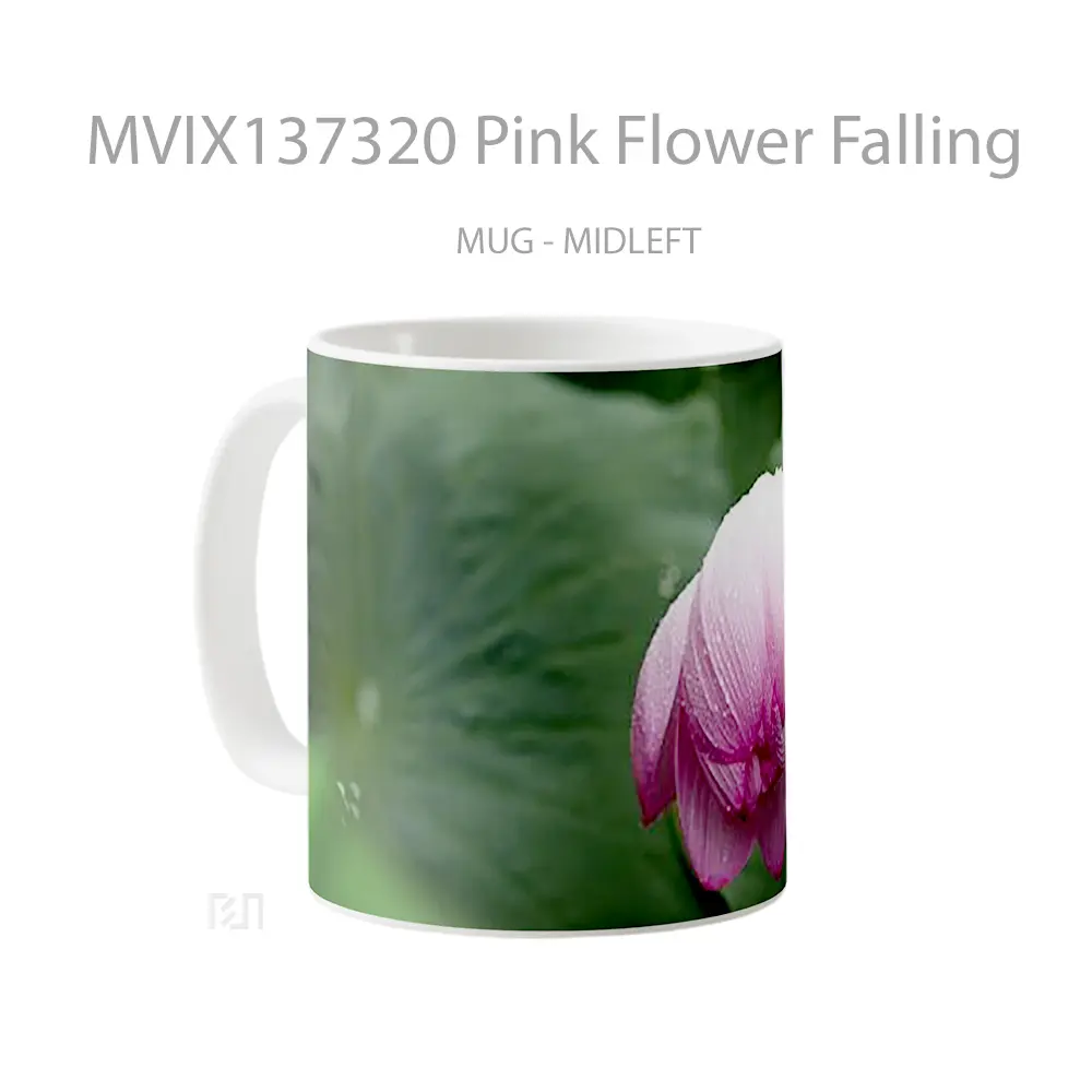 Mug Pink Flower Falling Gelas Pemandangan Alam - All-side / Desain