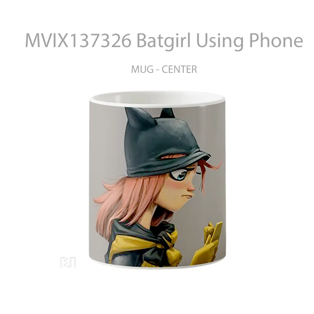 Mug Batgirl Using Phone Gelas Superhero