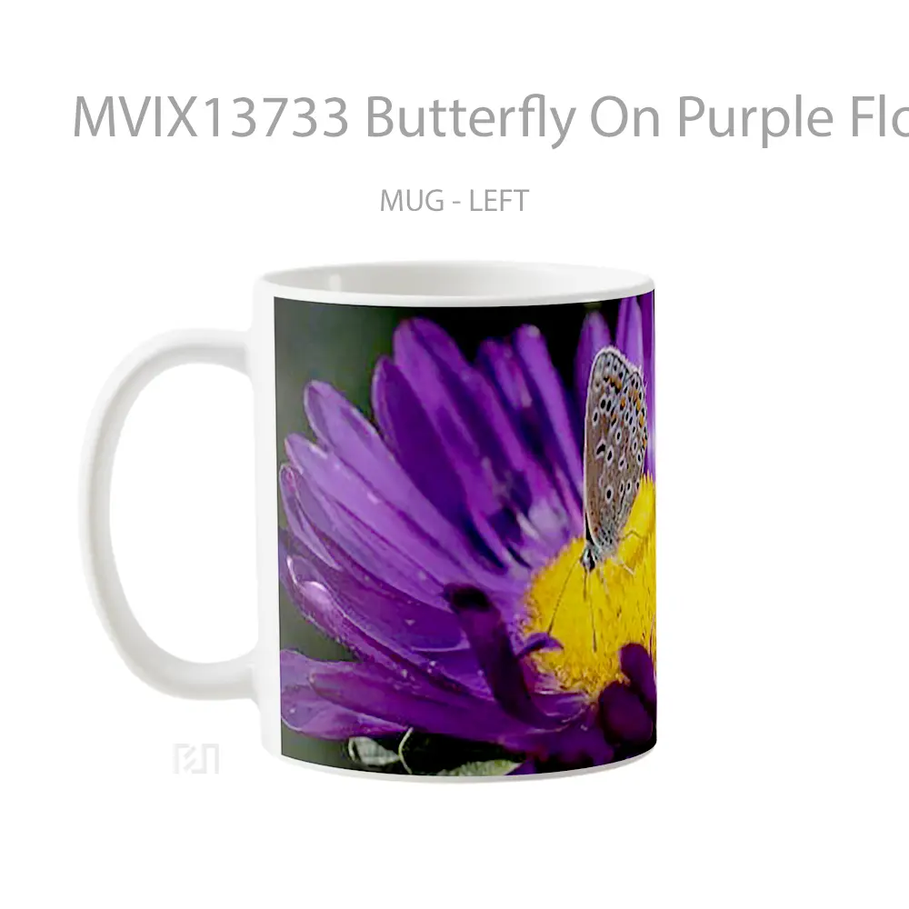 Mug Butterfly On Purple Flower Gelas Hewan Lucu - All-side / Desain