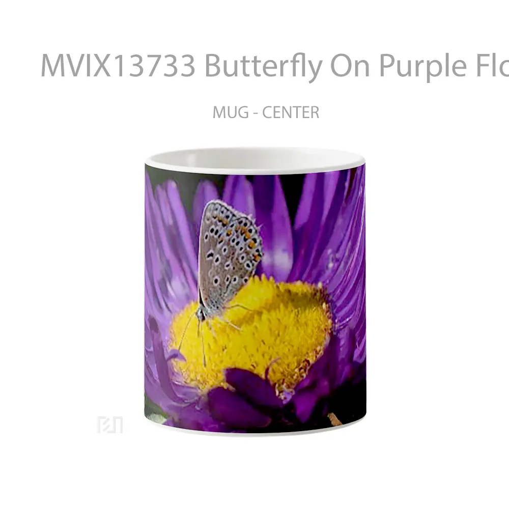 Mug Butterfly On Purple Flower Gelas Hewan Lucu