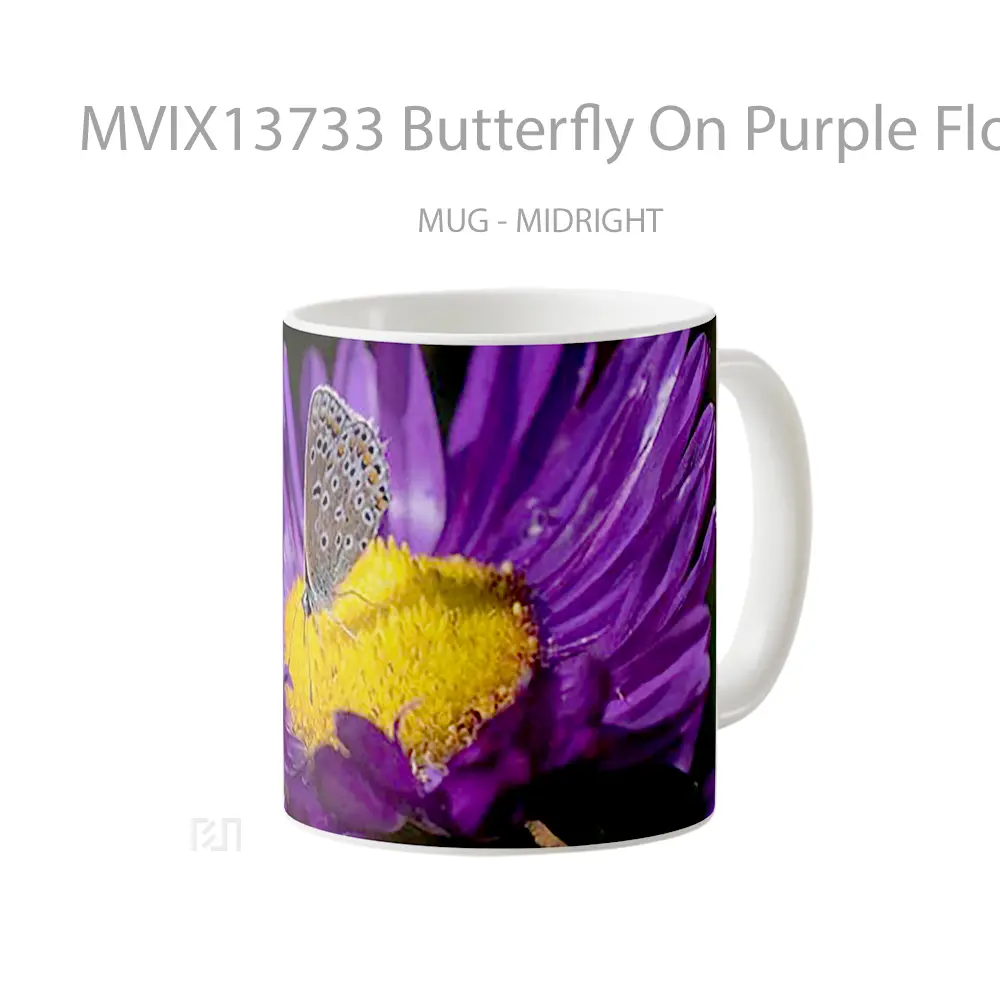Mug Butterfly On Purple Flower Gelas Hewan Lucu - All-side / Desain