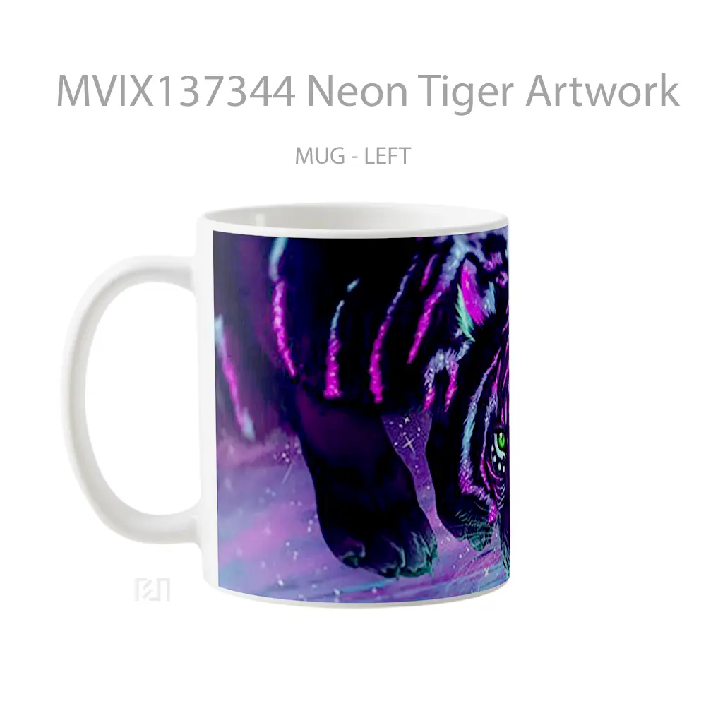 Mug Neon Tiger Artwork Gelas Hewan Lucu - All-side / Desain