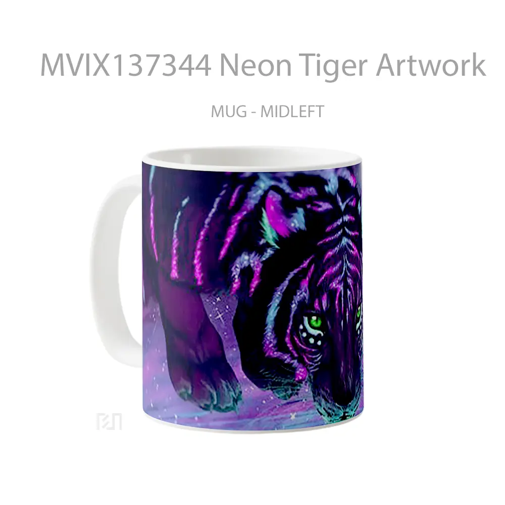 Mug Neon Tiger Artwork Gelas Hewan Lucu - All-side / Desain