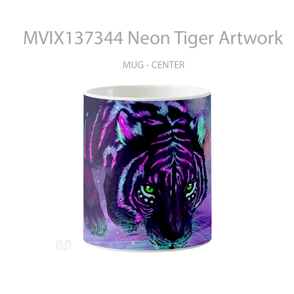 Mug Neon Tiger Artwork Gelas Hewan Lucu