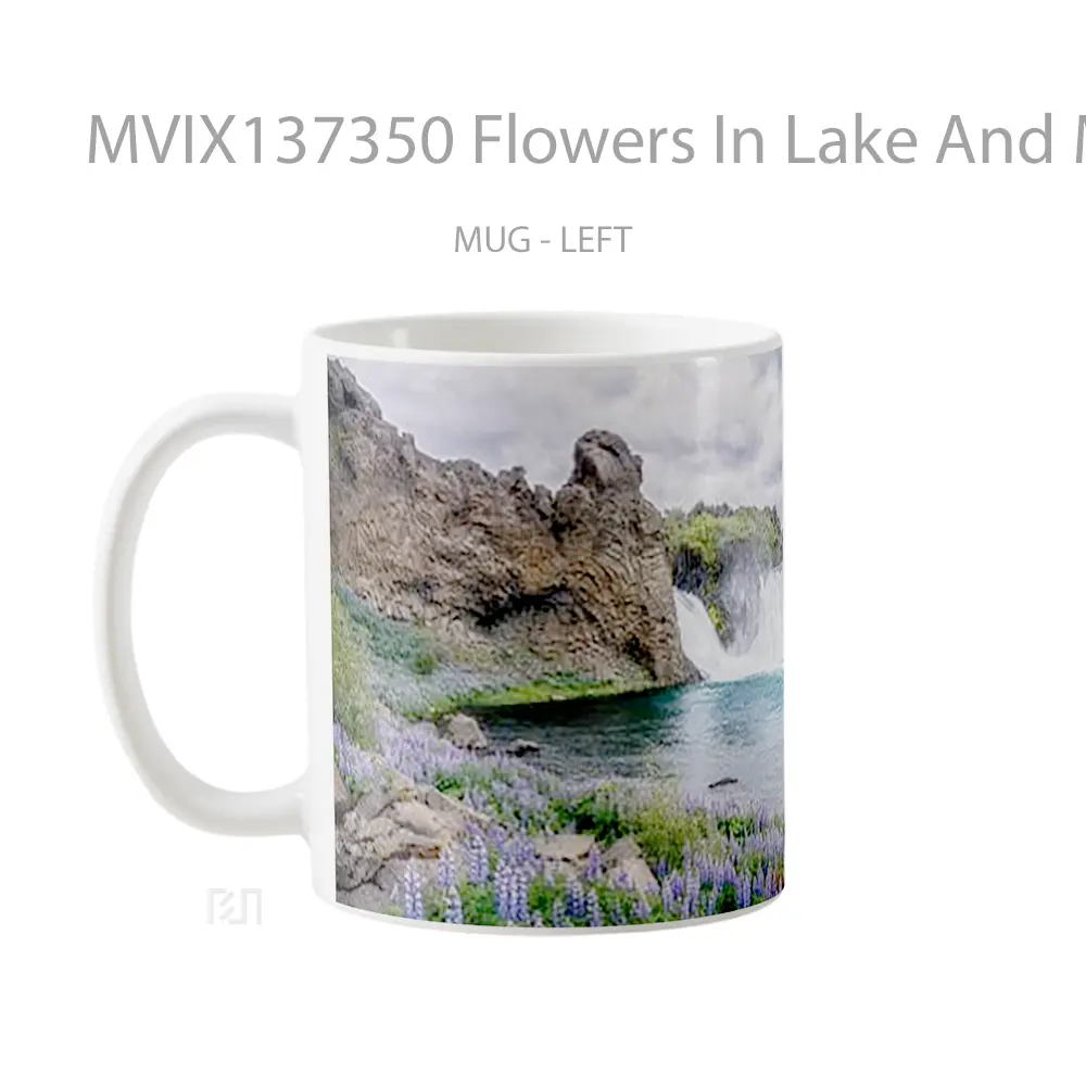Mug Flowers In Lake And Mountains Gelas Pemandangan Alam - All-side / Desain