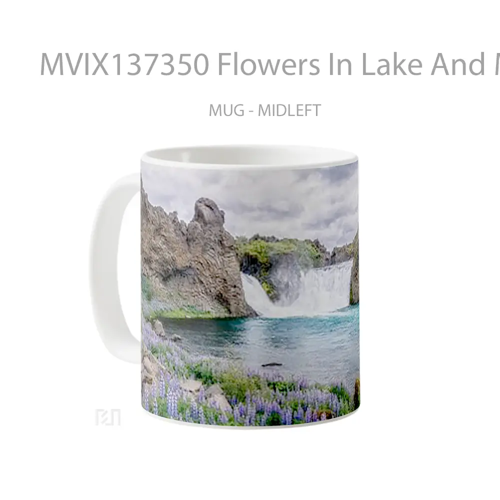 Mug Flowers In Lake And Mountains Gelas Pemandangan Alam - All-side / Desain