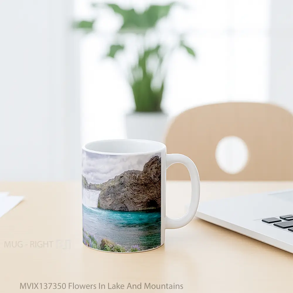 Mug Flowers In Lake And Mountains Gelas Pemandangan Alam - All-side / Desain
