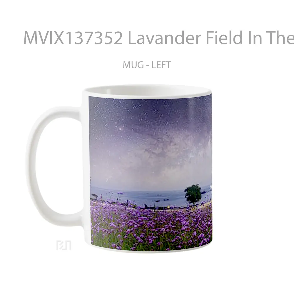 Mug Lavander Field In The Beach Underneath The Stars Gelas Pemandangan Alam - All-side / Desain