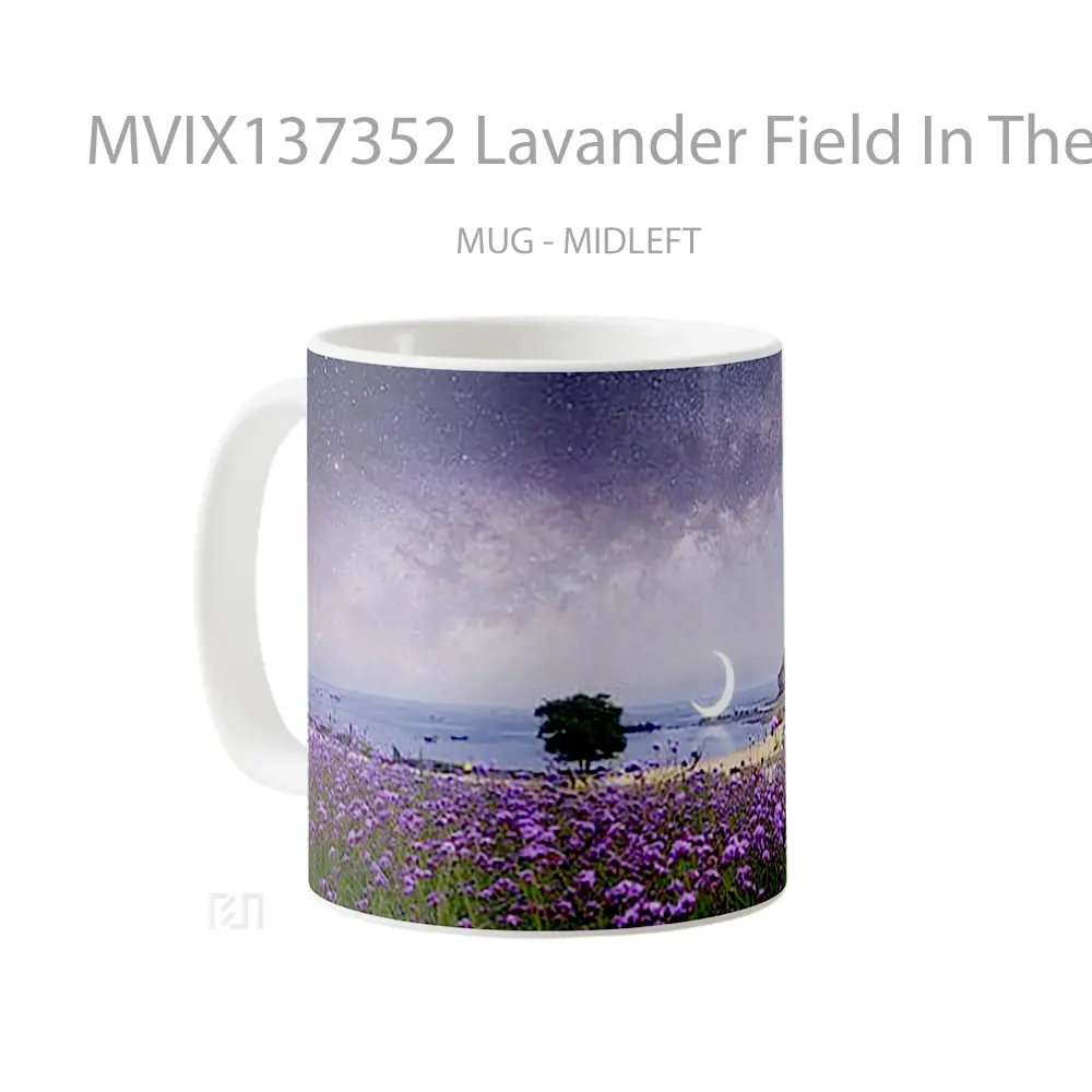 Mug Lavander Field In The Beach Underneath The Stars Gelas Pemandangan Alam - All-side / Desain