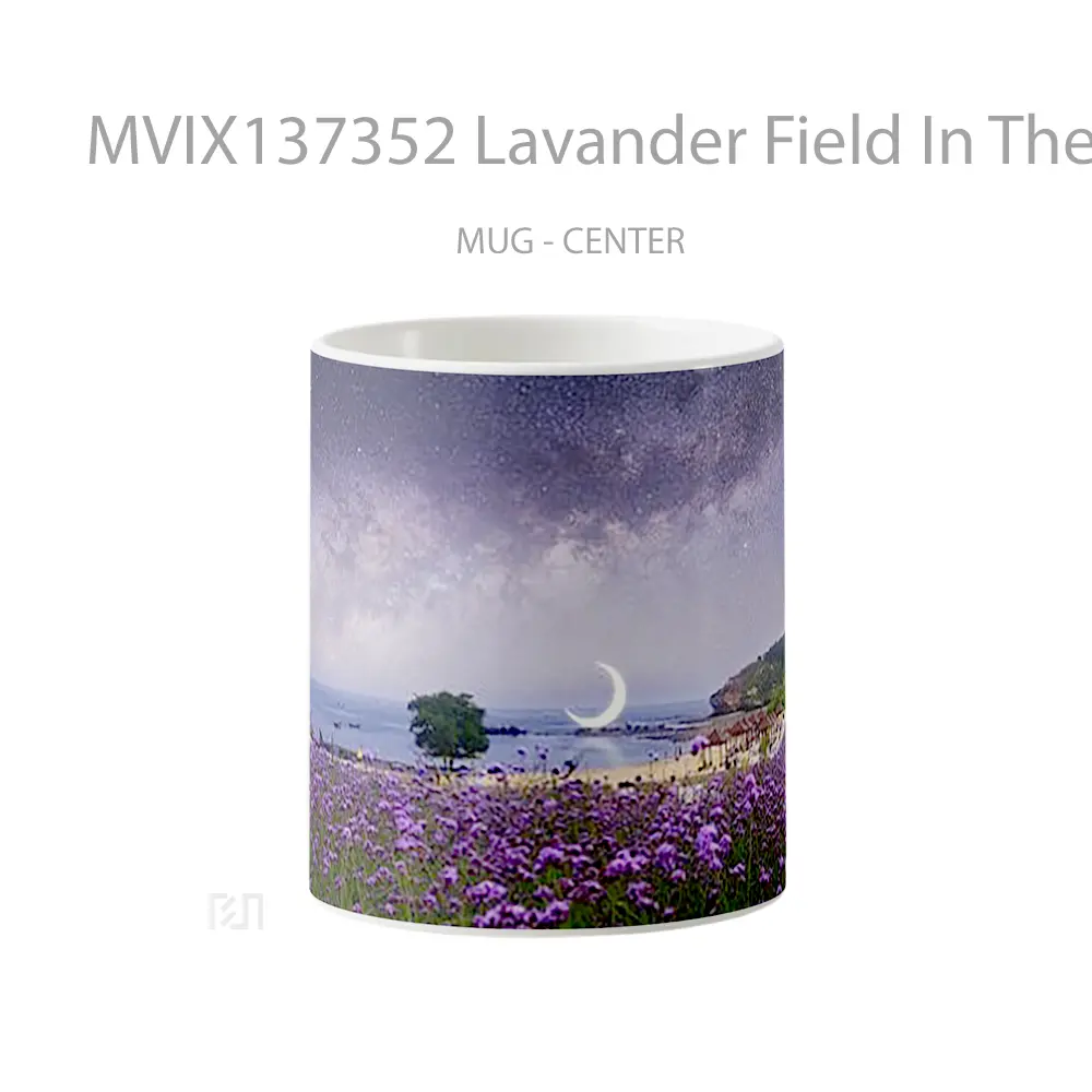 Mug Lavander Field In The Beach Underneath The Stars Gelas Pemandangan Alam