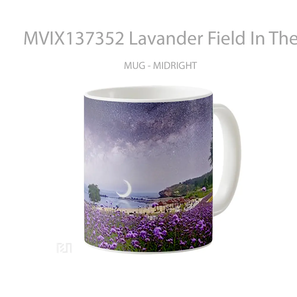 Mug Lavander Field In The Beach Underneath The Stars Gelas Pemandangan Alam - All-side / Desain