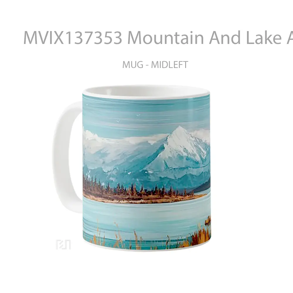 Mug Mountain And Lake As Digital Art Gelas Pemandangan Alam - All-side / Desain