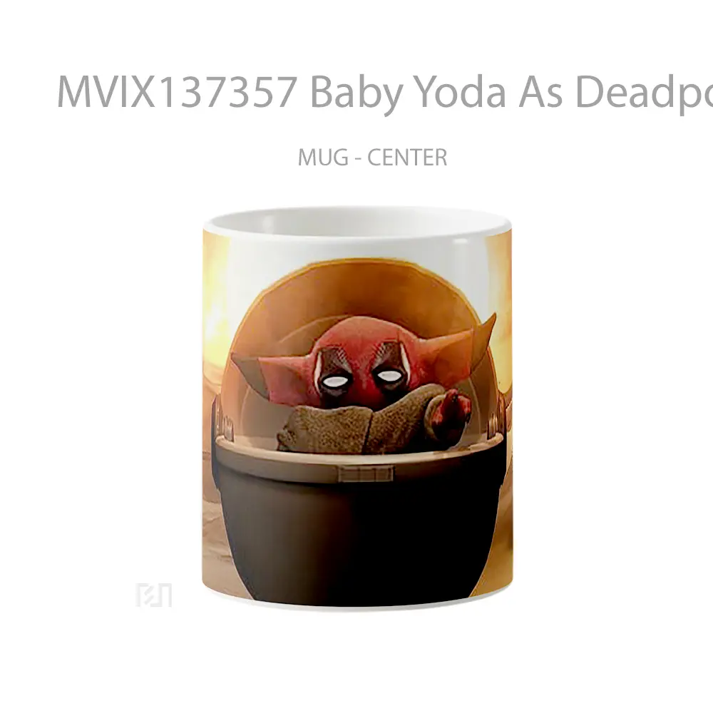 Mug Baby Yoda As Deadpool Gelas Superhero