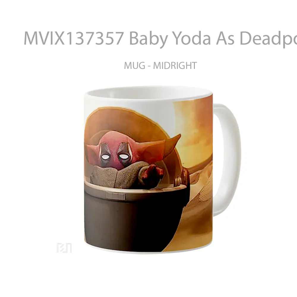 Mug Baby Yoda As Deadpool Gelas Superhero - All-side / Desain