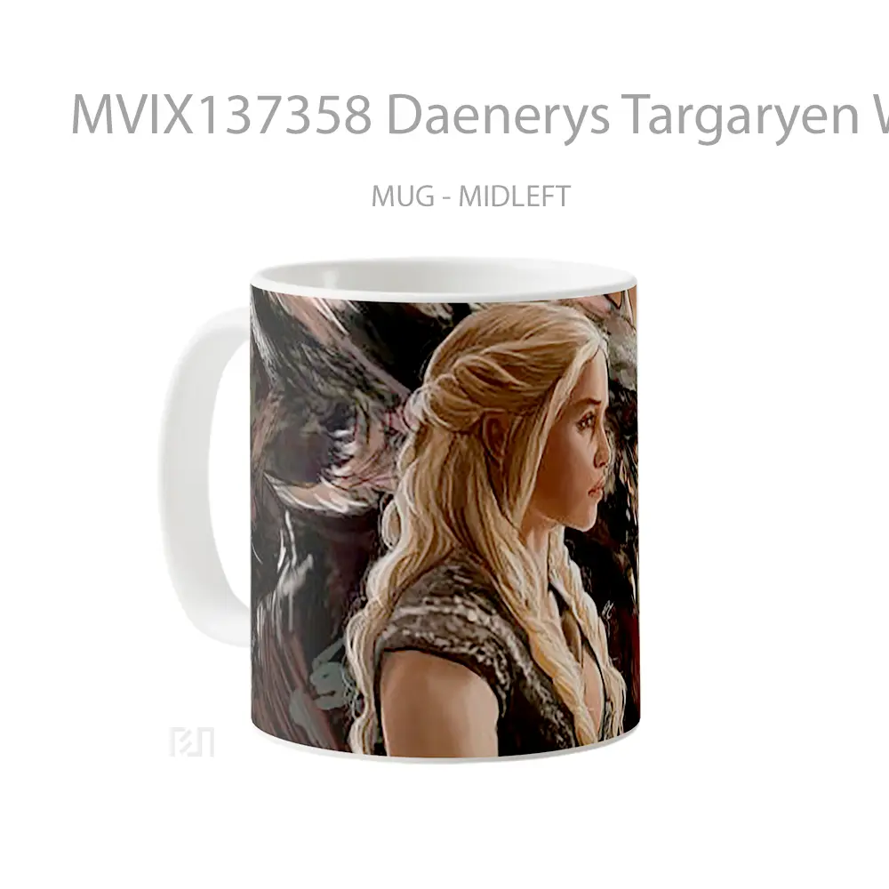 Mug Daenerys Targaryen With Dragon Fanart V1 Gelas Fantasi - All-side / Desain