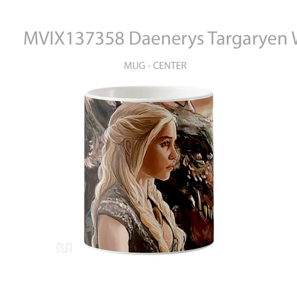 Mug Daenerys Targaryen With Dragon Fanart V1 Gelas Fantasi