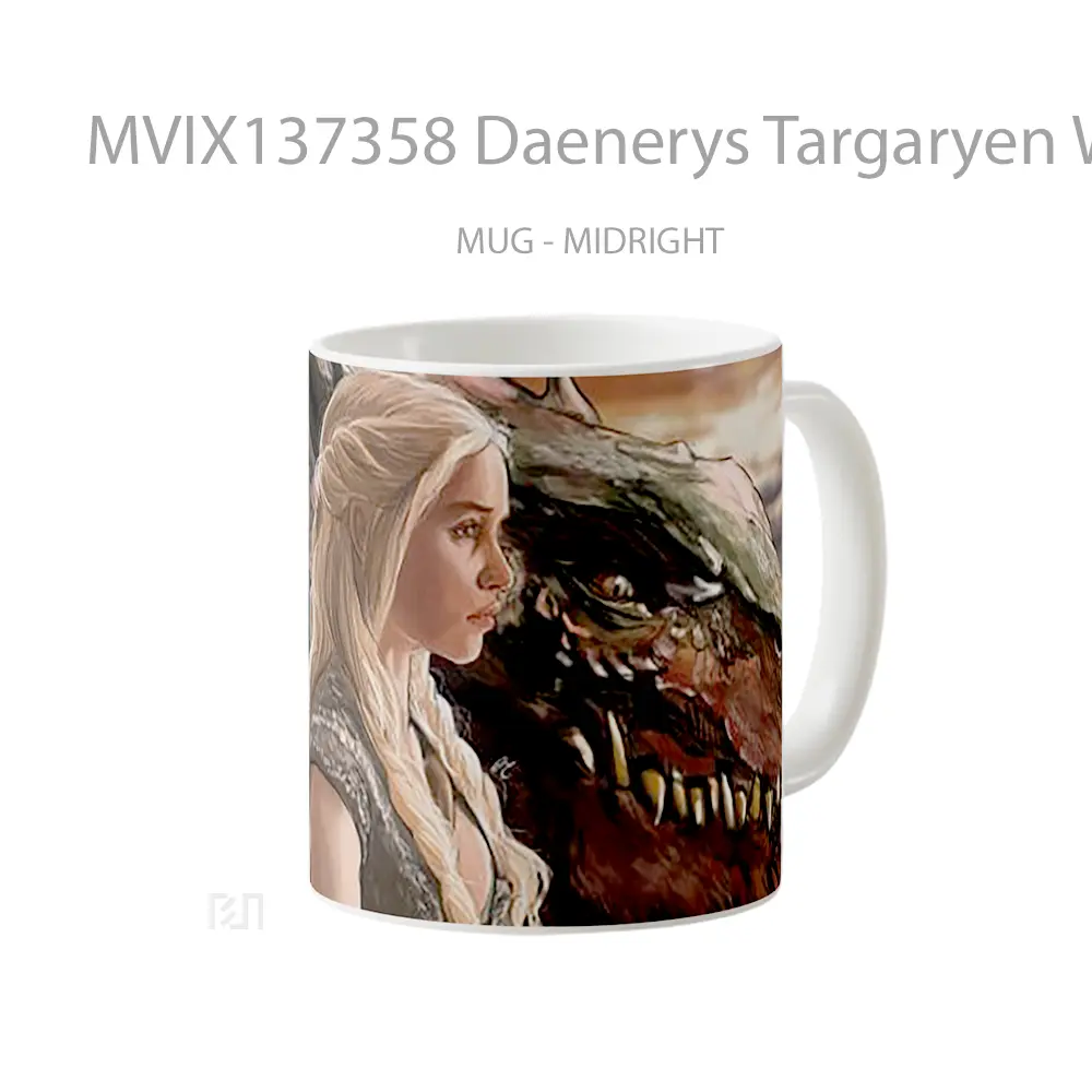 Mug Daenerys Targaryen With Dragon Fanart V1 Gelas Fantasi - All-side / Desain