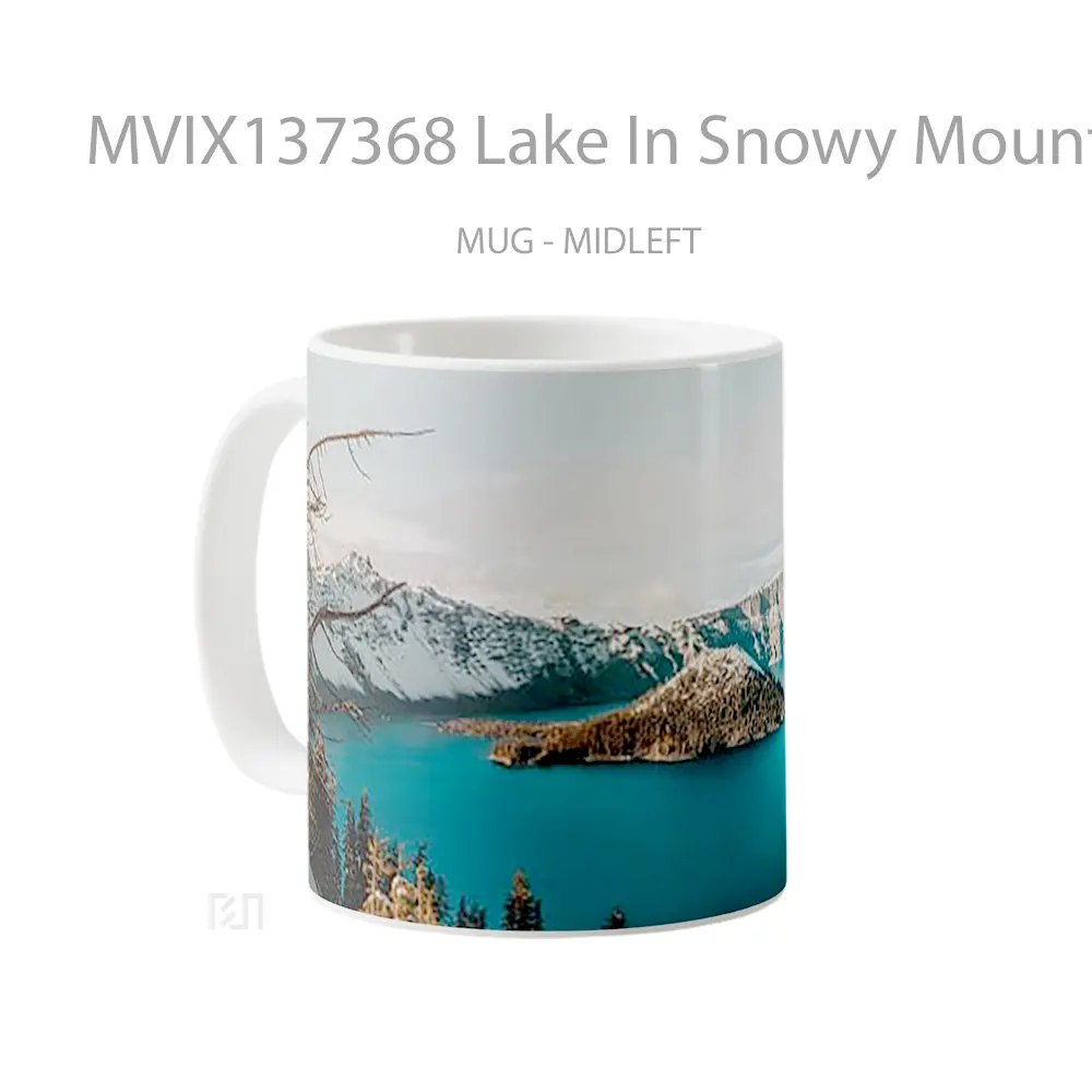 Mug Lake In Snowy Mountains Gelas Pemandangan Alam - All-side / Desain