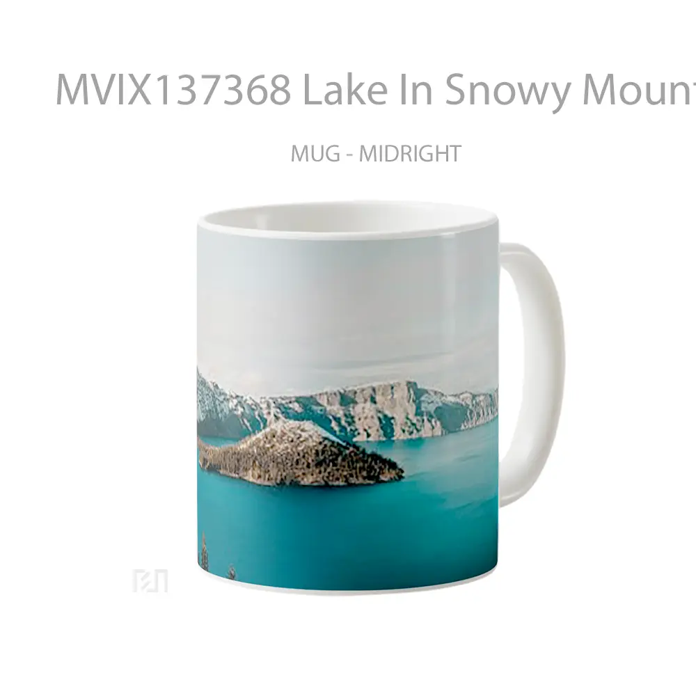 Mug Lake In Snowy Mountains Gelas Pemandangan Alam - All-side / Desain