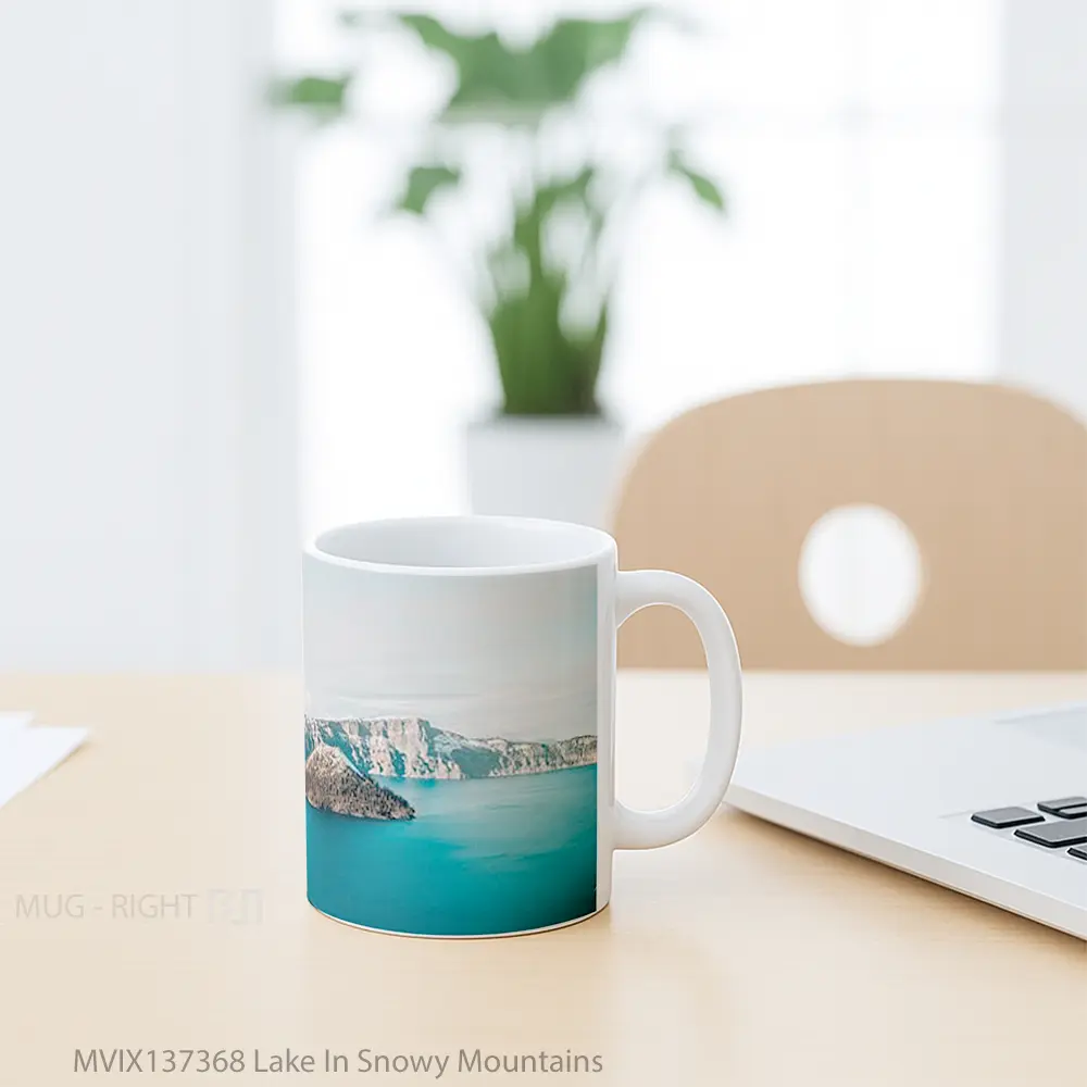 Mug Lake In Snowy Mountains Gelas Pemandangan Alam - All-side / Desain