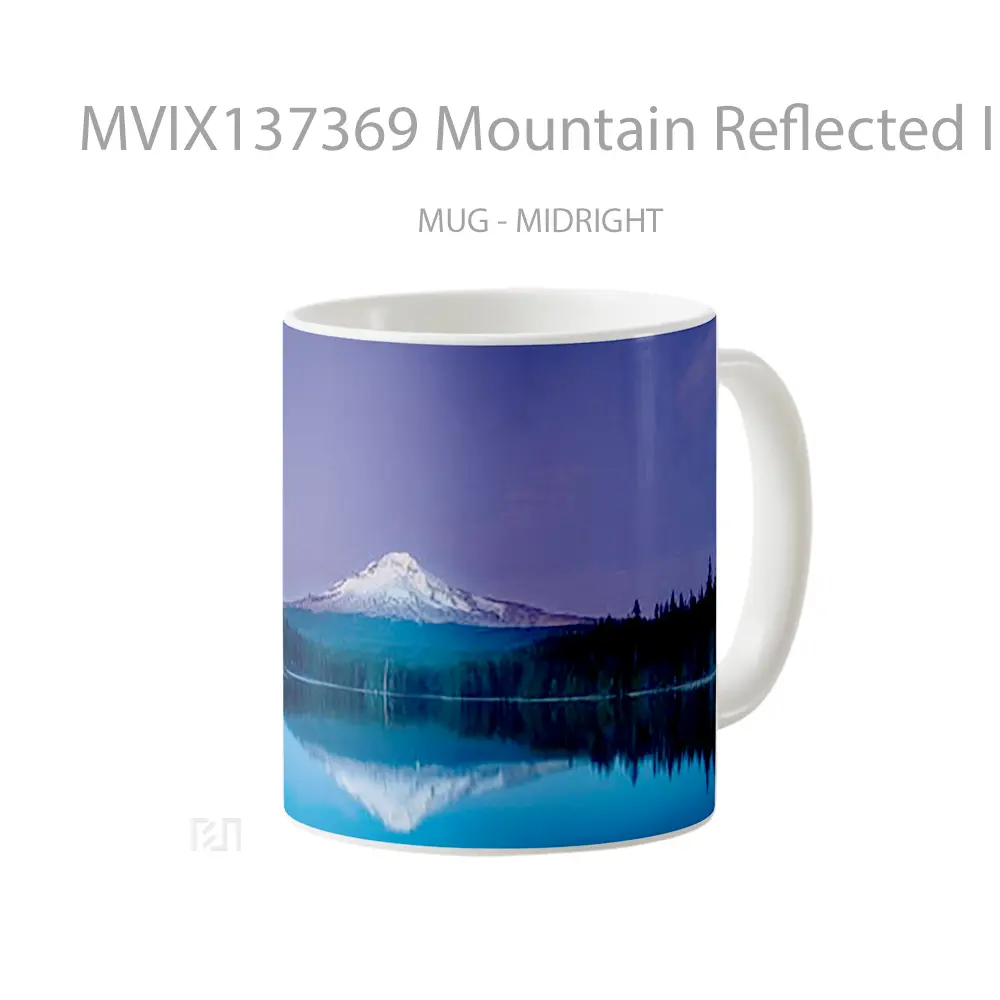 Mug Mountain Reflected In Lake At Night Gelas Pemandangan Alam - All-side / Desain