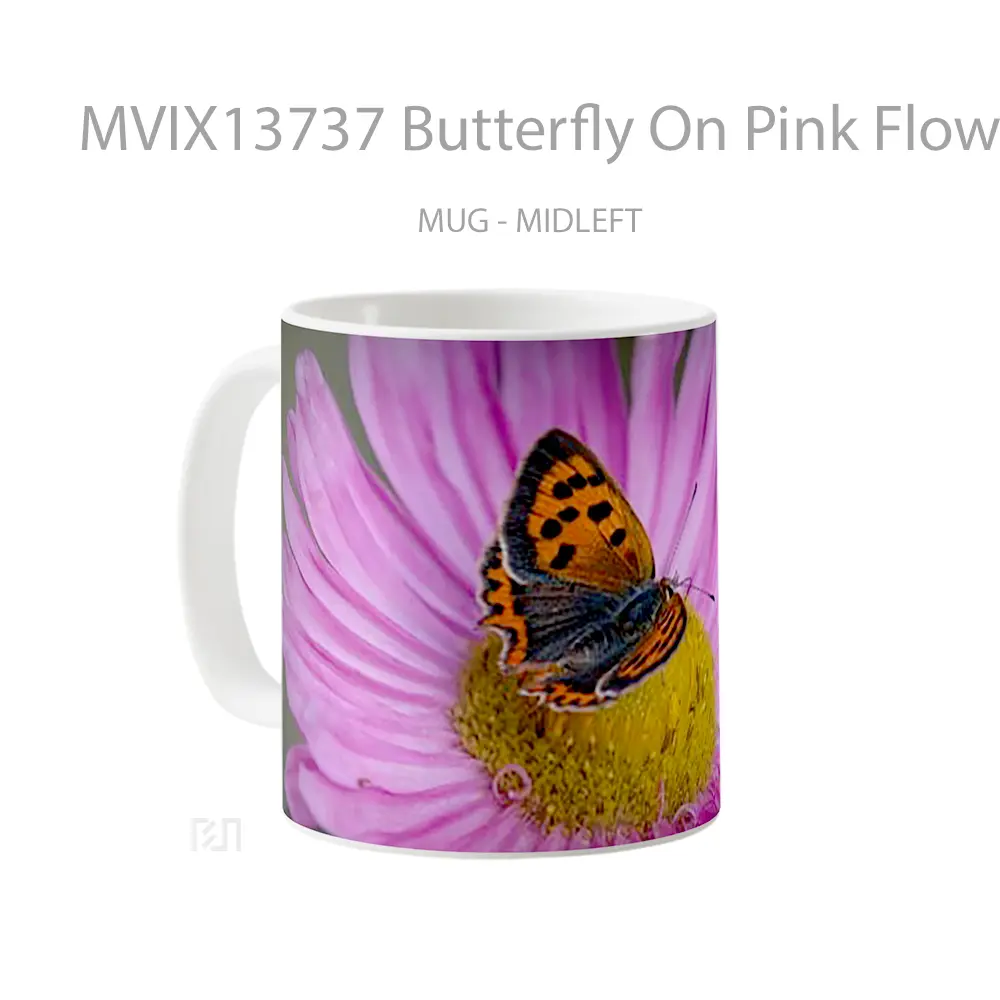 Mug Butterfly On Pink Flower Gelas Hewan Lucu - All-side / Desain