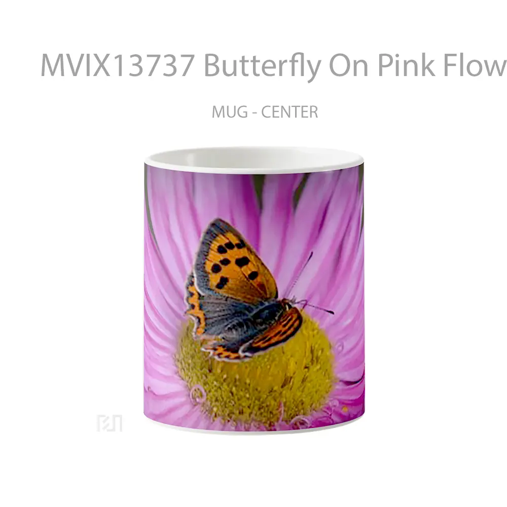 Mug Butterfly On Pink Flower Gelas Hewan Lucu