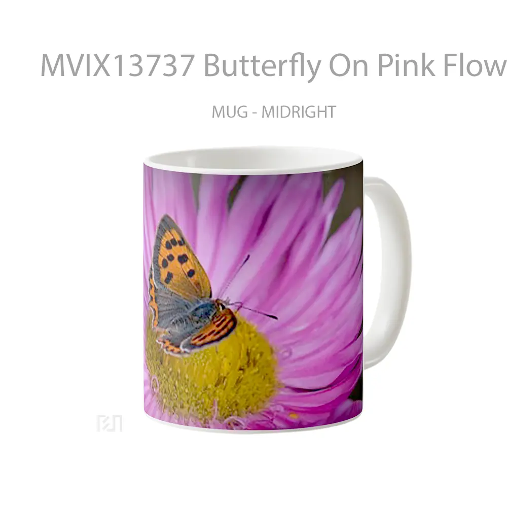 Mug Butterfly On Pink Flower Gelas Hewan Lucu - All-side / Desain