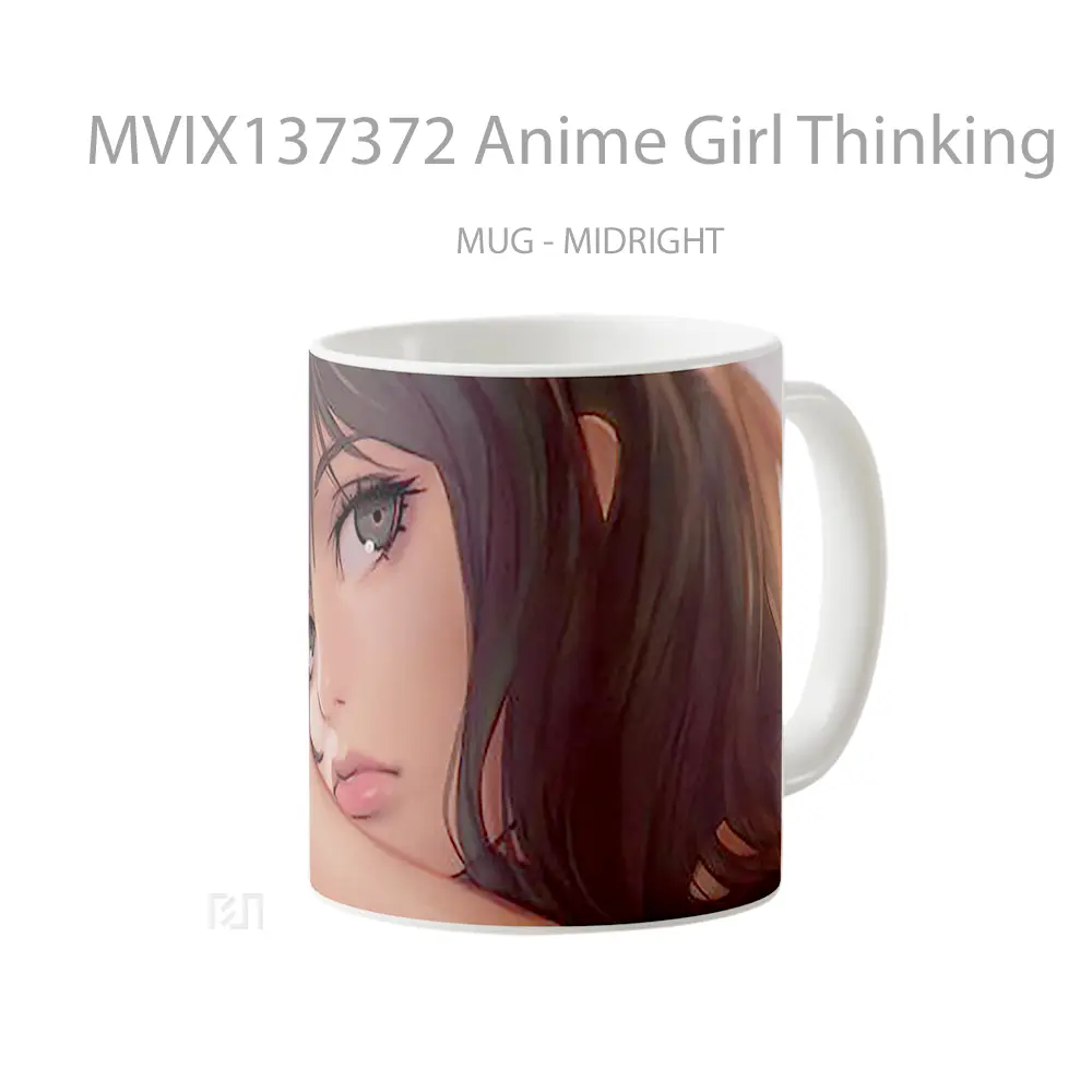 Mug Anime Girl Thinking Cangkir Anime - All-side / Desain