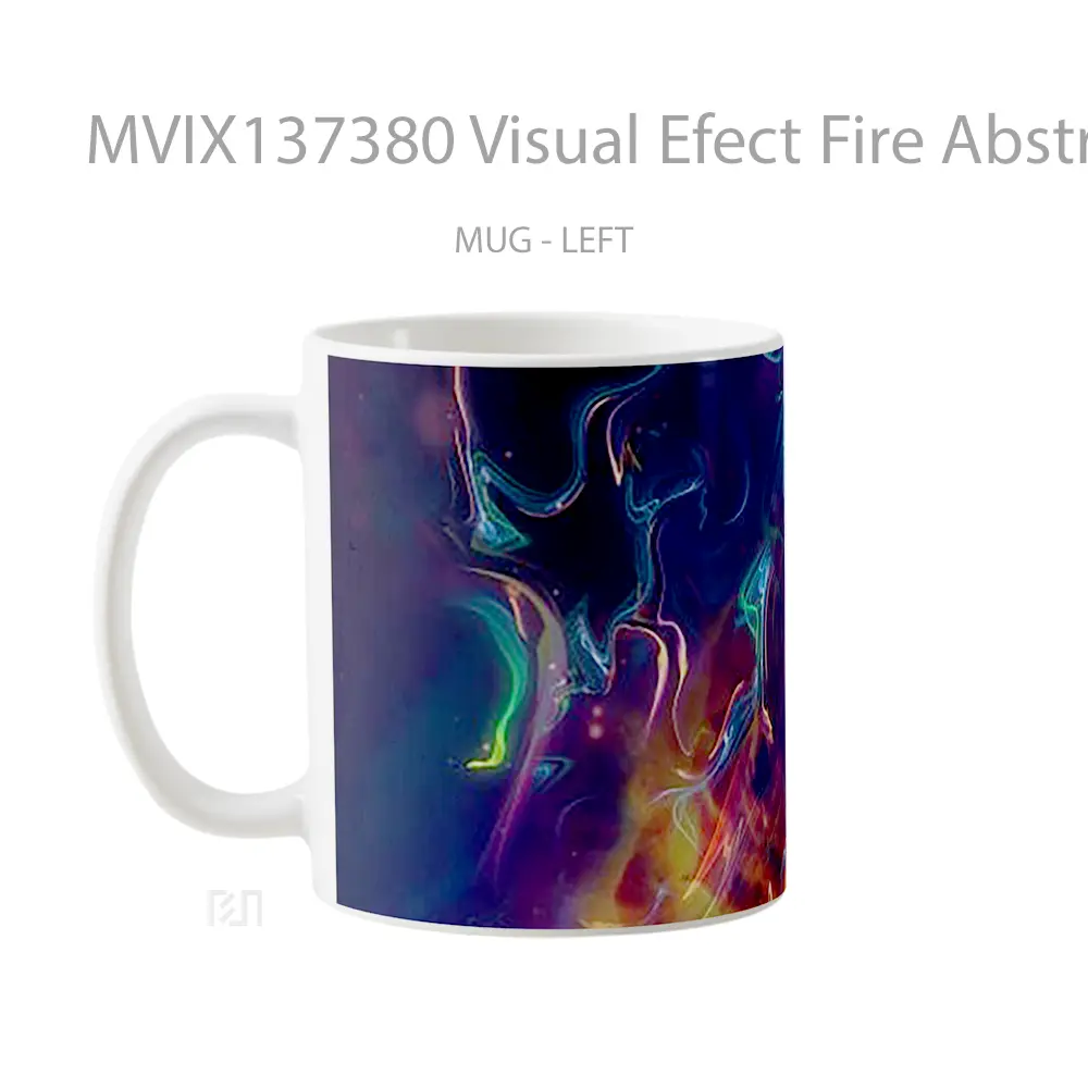 Mug Visual Efect Fire Abstract Gelas Seni Modern - All-side / Desain