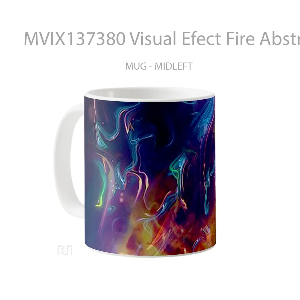 Mug Visual Efect Fire Abstract Gelas Seni Modern - All-side / Desain