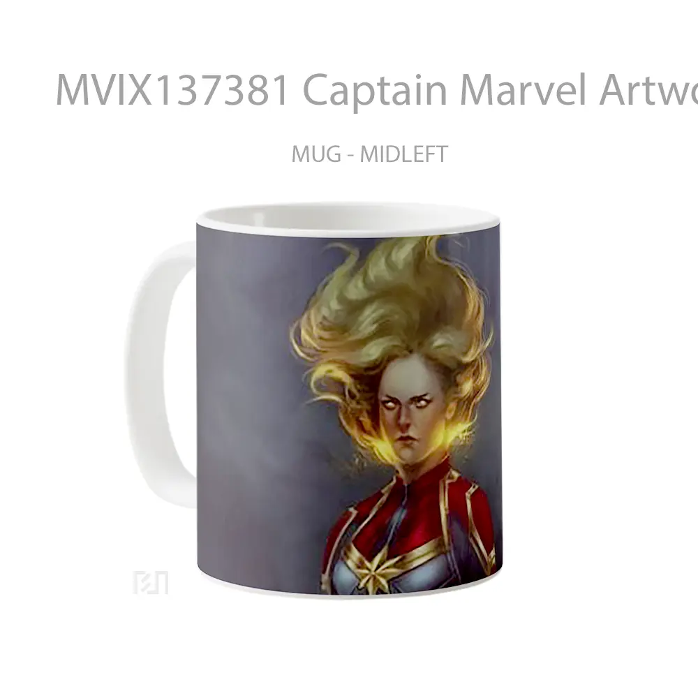 Mug Captain Marvel Artwork Gelas Superhero - All-side / Desain