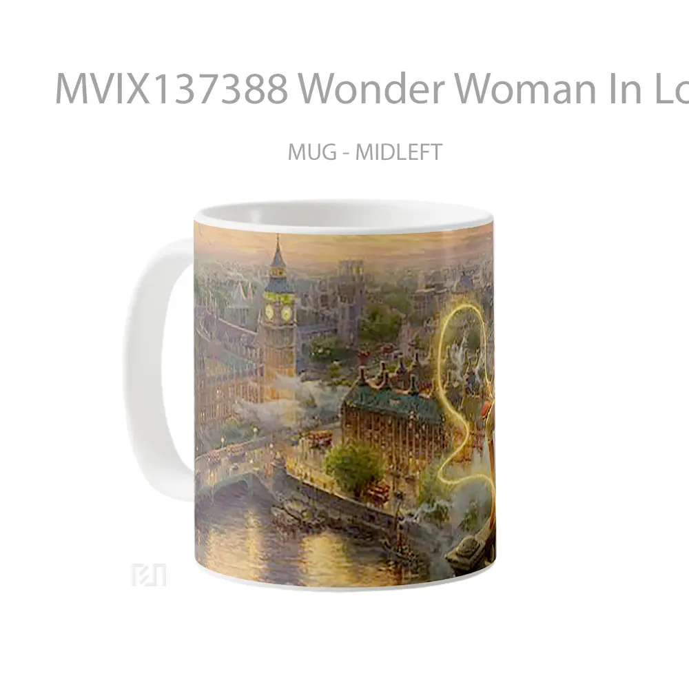 Mug Wonder Woman In London Gelas Superhero - All-side / Desain
