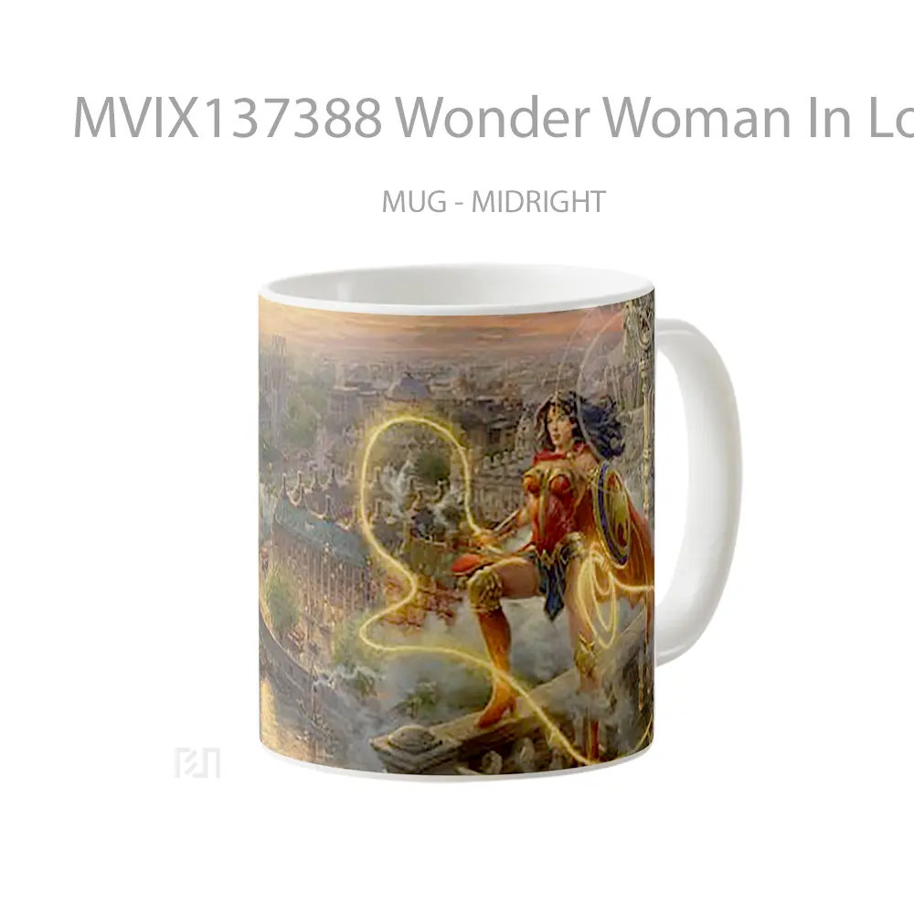 Mug Wonder Woman In London Gelas Superhero - All-side / Desain