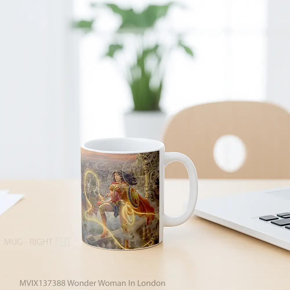 Mug Wonder Woman In London Gelas Superhero - All-side / Desain