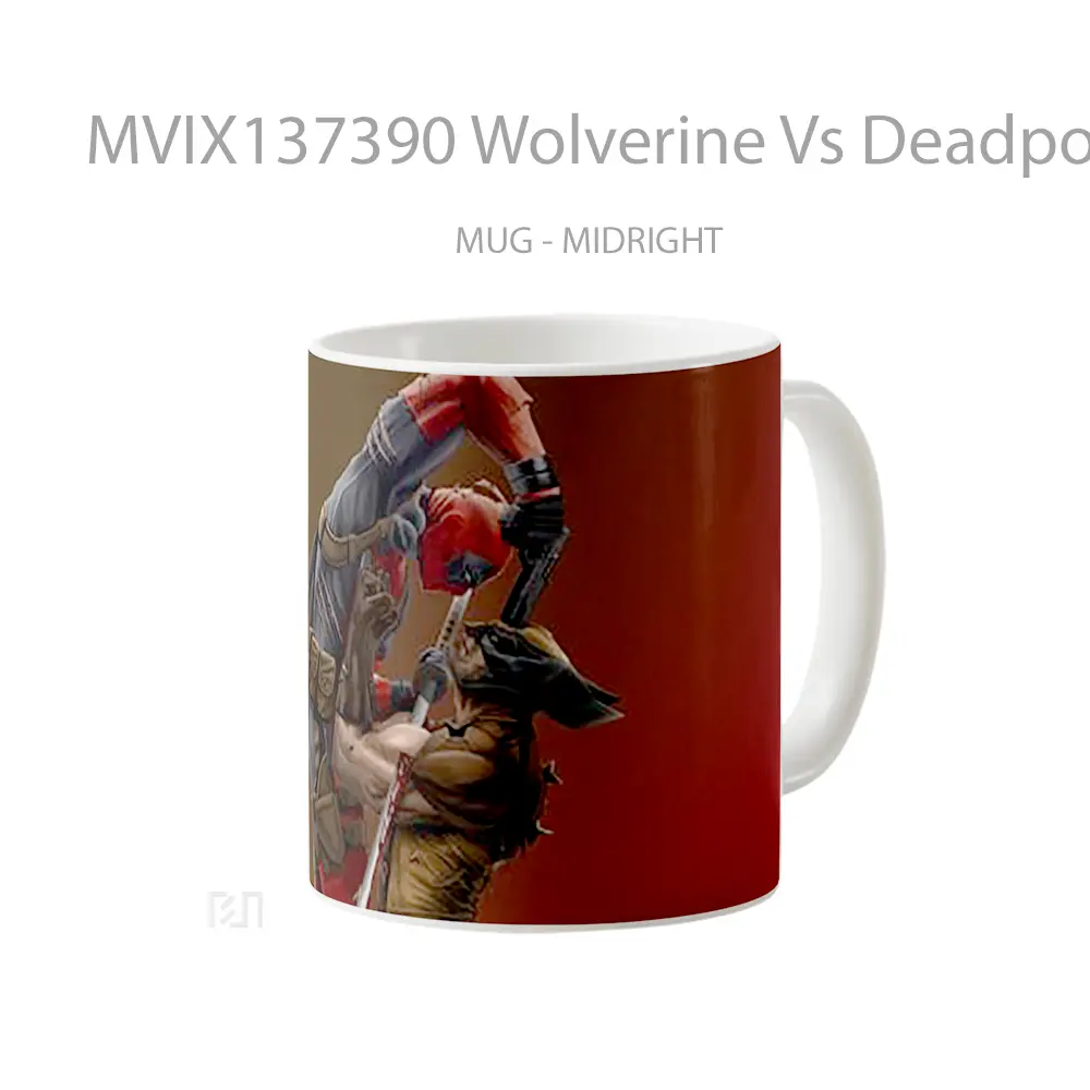 Mug Wolverine Vs Deadpool Gelas Superhero - All-side / Desain
