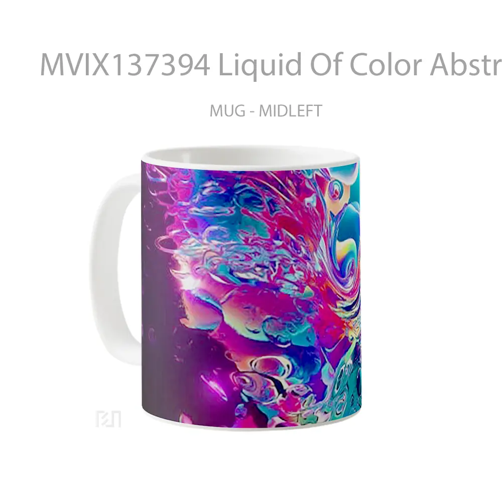 Mug Liquid Of Color Abstract Gelas Seni Modern - All-side / Desain