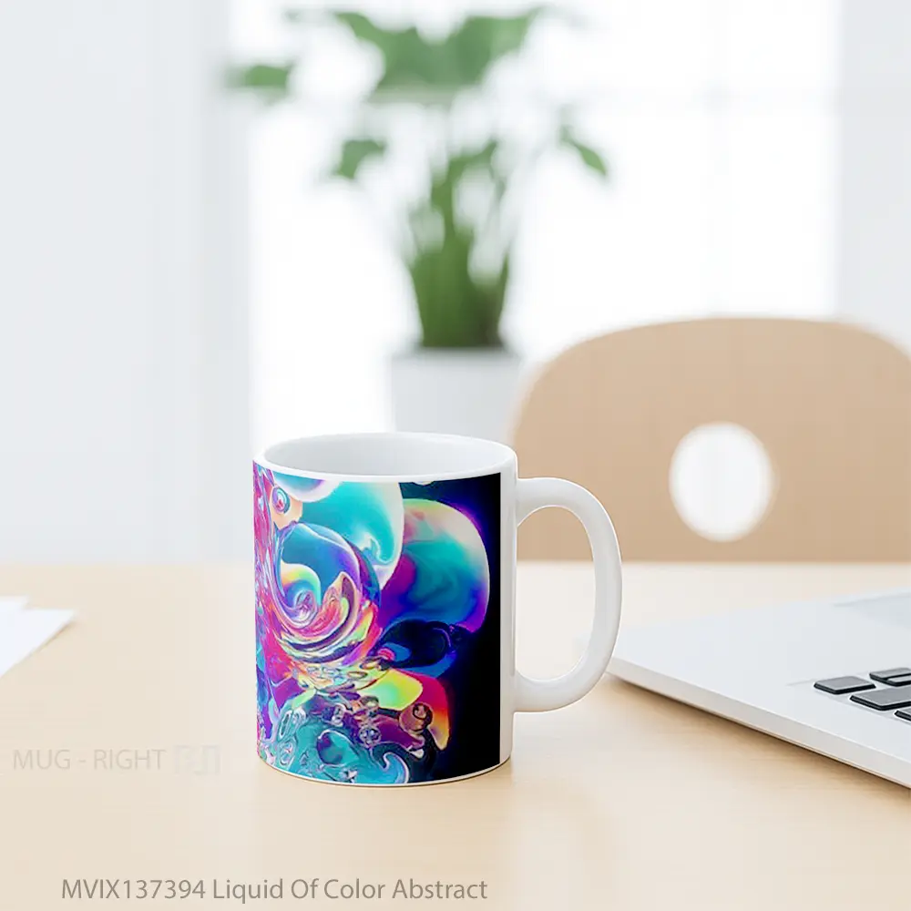 Mug Liquid Of Color Abstract Gelas Seni Modern - All-side / Desain