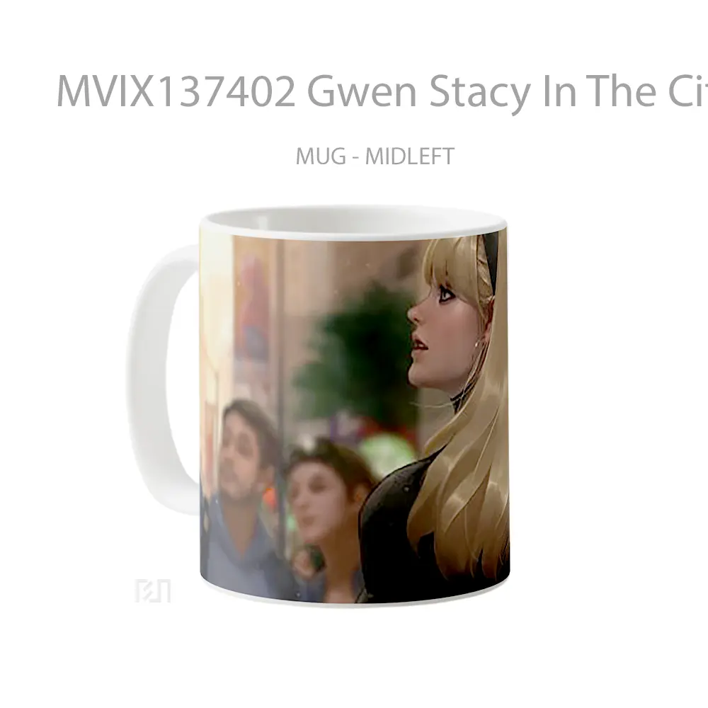 Mug Gwen Stacy In The City Gelas Superhero - All-side / Desain