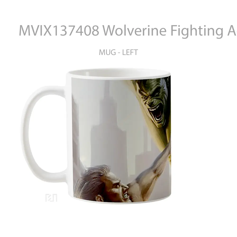Mug Wolverine Fighting Against Hulk Gelas Superhero - All-side / Desain