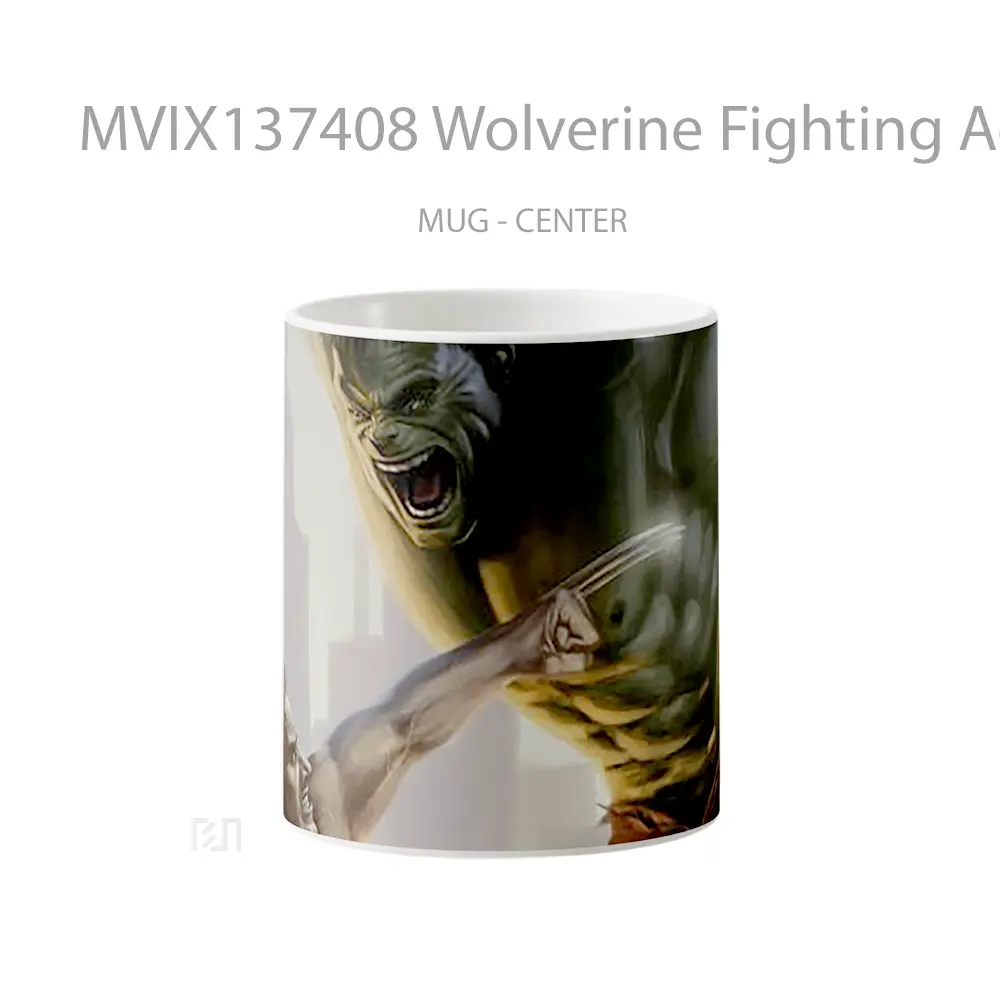 Mug Wolverine Fighting Against Hulk Gelas Superhero