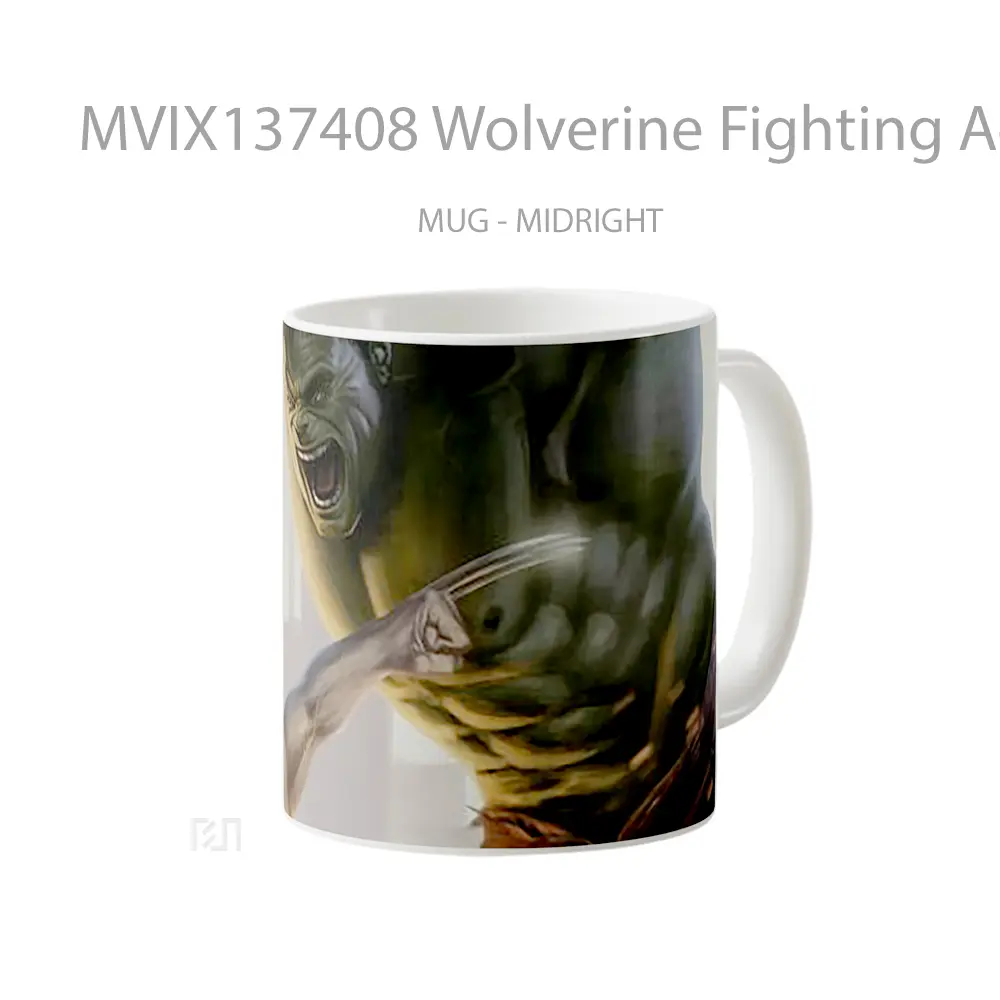 Mug Wolverine Fighting Against Hulk Gelas Superhero - All-side / Desain
