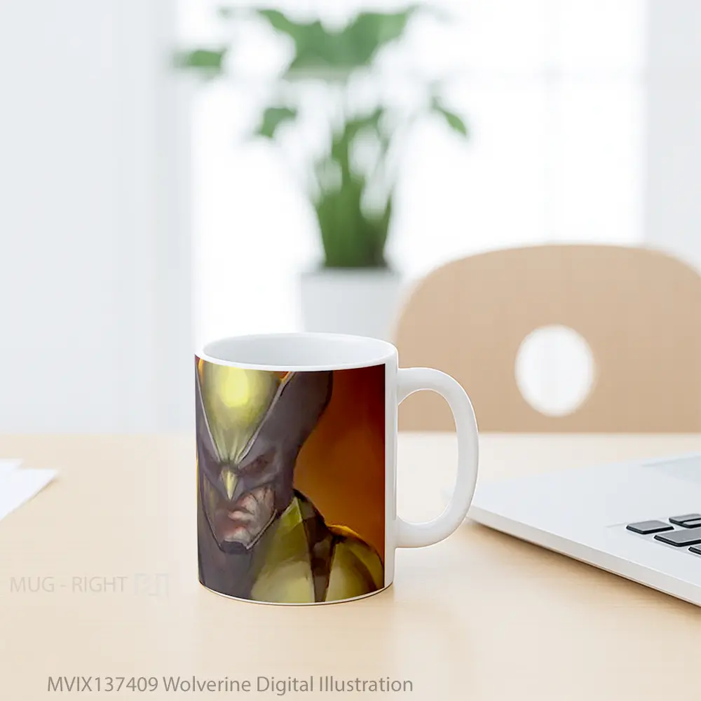 Mug Wolverine Digital Illustration Gelas Superhero - All-side / Desain