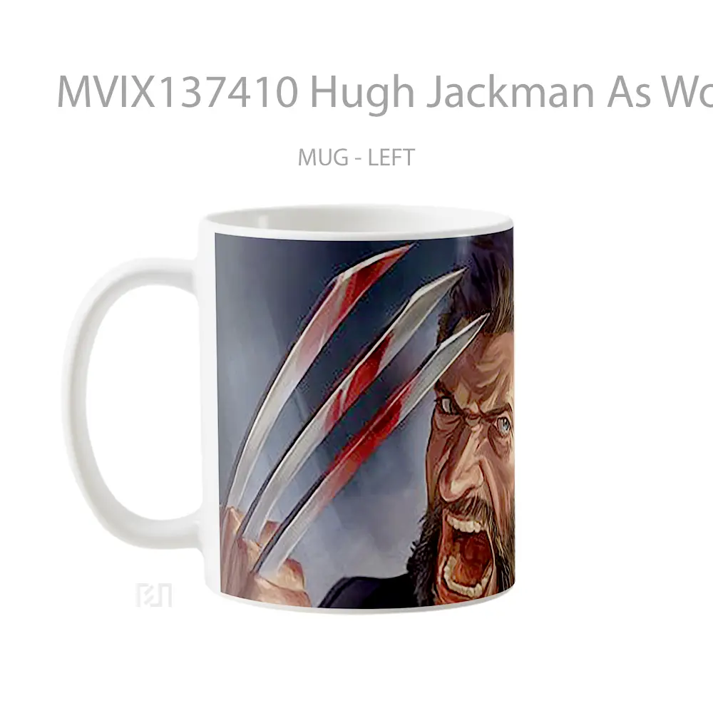 Mug Hugh Jackman As Wolverine Illustration Gelas Superhero - All-side / Desain