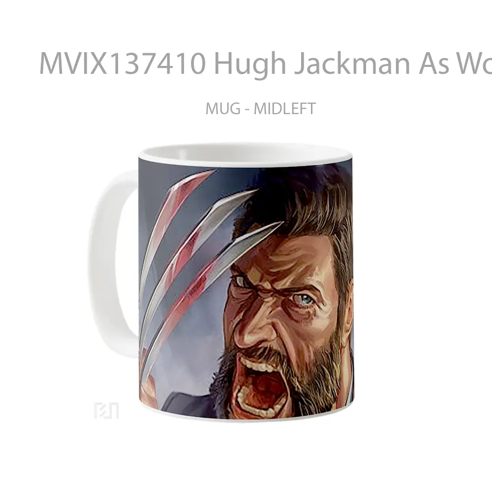 Mug Hugh Jackman As Wolverine Illustration Gelas Superhero - All-side / Desain